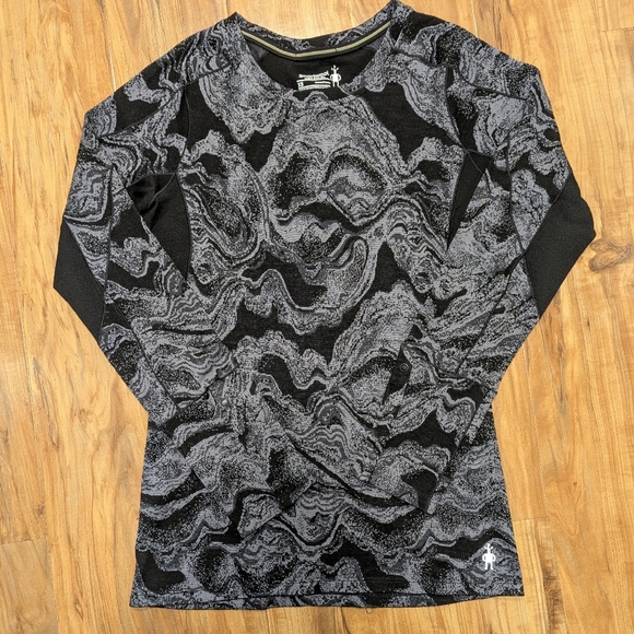 Smartwool Merino Sport 250 Baselayer Women's XS Black Charcoal Grey Pattern EUC - Picture 1 of 6
